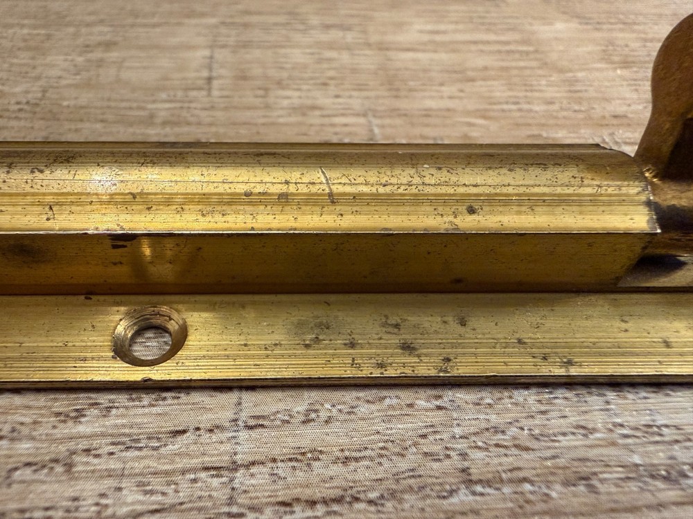 VINTAGE SOLID BRASS 6" SLIDE BOLT DOOR BOLT