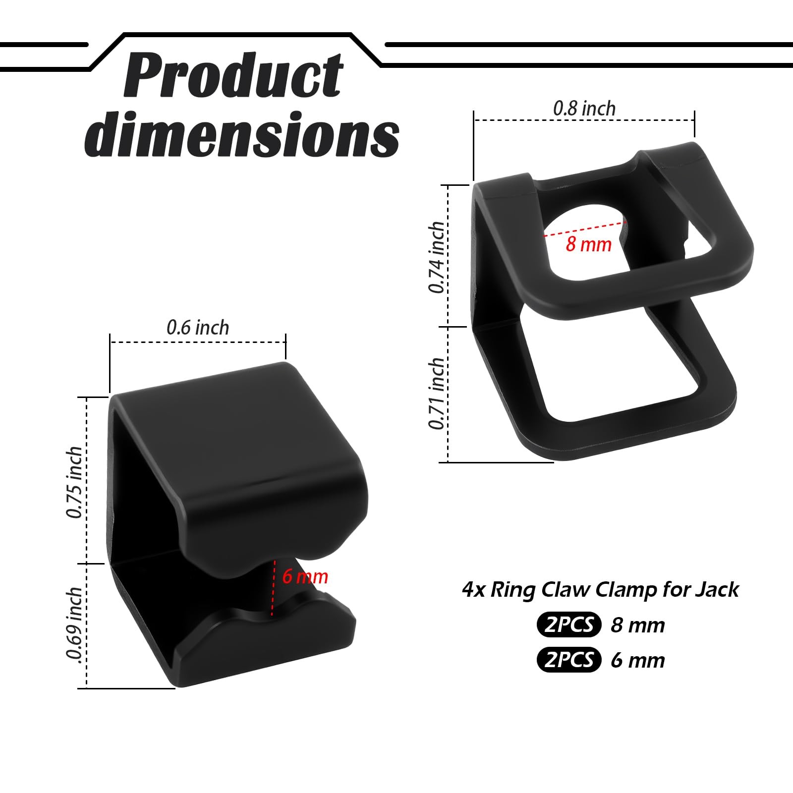 4PCS Floor Jack Parts with Ring Claw Clamps,Heavy 0.8*0.74*0.71 inch, Black