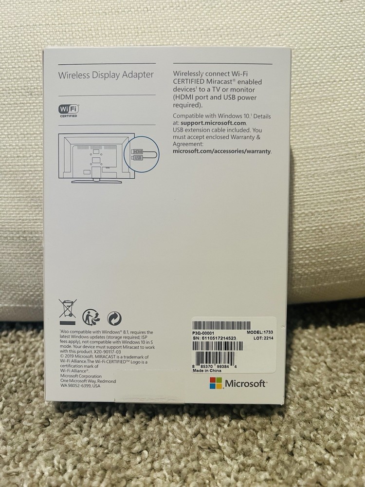 🌟Microsoft Wireless V2 Display Adapter model 1733 - USB/HDMI Display Adapter