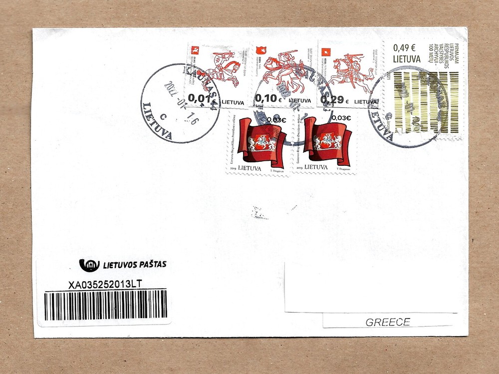 LITHUANIA  - REGISTER  - AIRMAIL COVER -STAMPS -