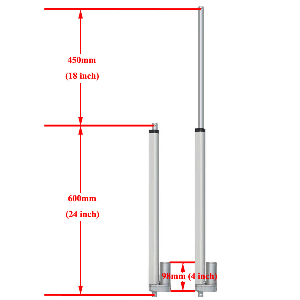 2x 18" Linear Actuator +Remote Control Heavy Duty 1500N/330lbs Electric 12VMotor
