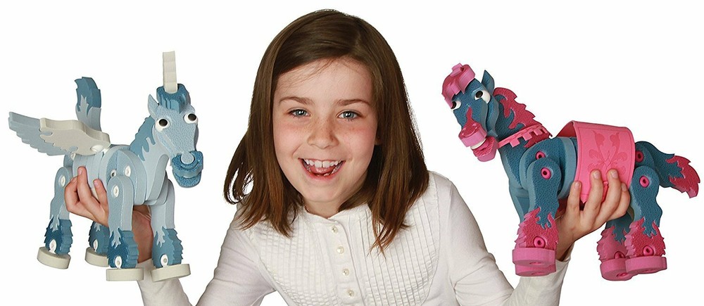 Bloco Horses & Unicorns Figures STEM Toy 3D Interlocking Foam Building Block Set