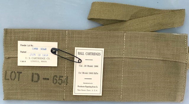 WWI M1903 SPRINGFIELD AND M1917 ENFIELD RIFLE AUTHENTIC M1906 REPLICA BANDOLEER