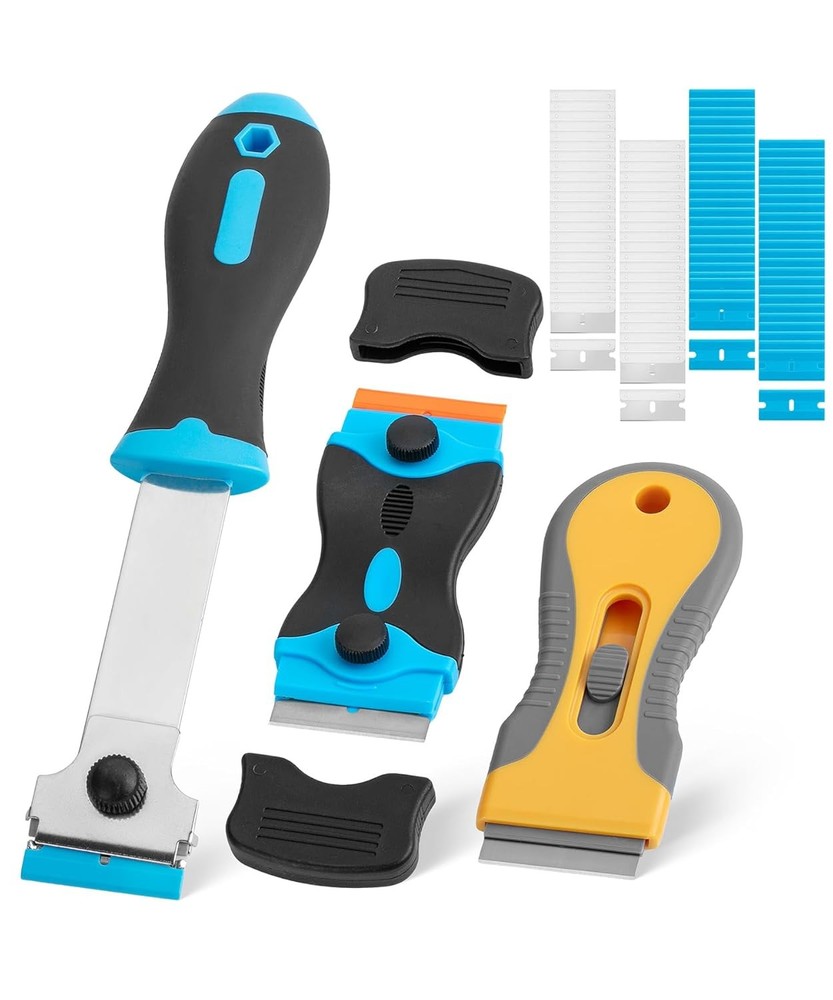 Bates- Razor Blade Scraper Set, 3 Pack, Razor Scraper Set with Extra 50 Plastic