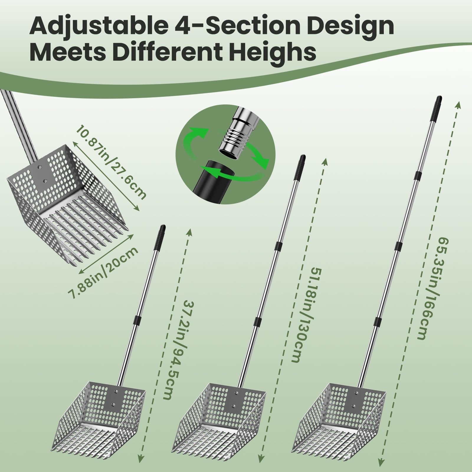 Stainless Steel Chicken Poop Scooper & Rake - Heavy-Duty 2-in-1 Sand Sifter