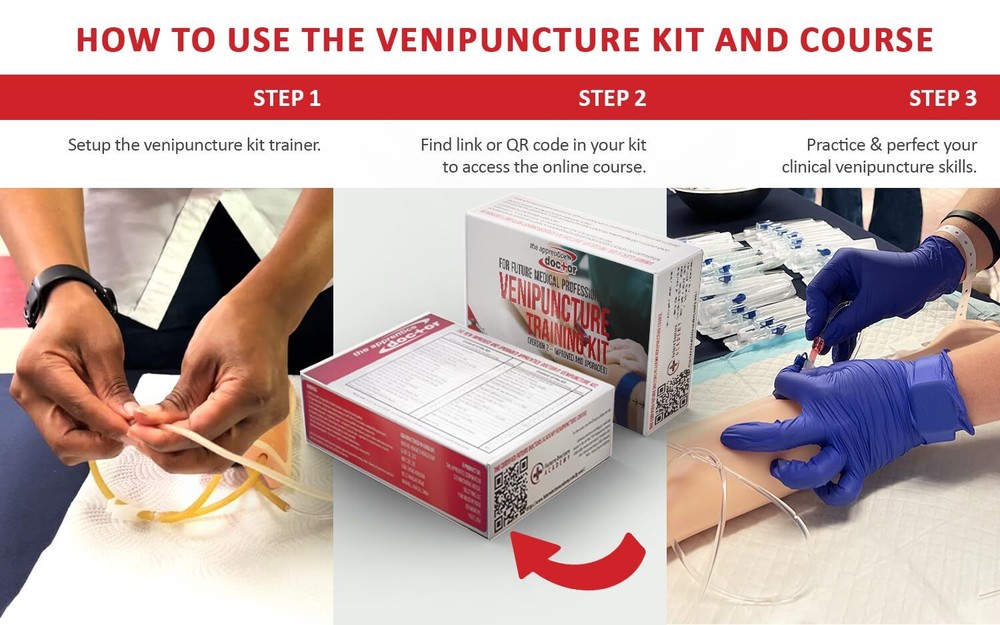 Venipuncture Practice Kit & Online Training for Nurses & Phlebotomists. Pract...