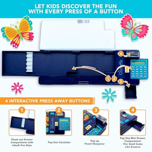 Pop Up Multifunctional Pencil Case Elementary School with Butterfly