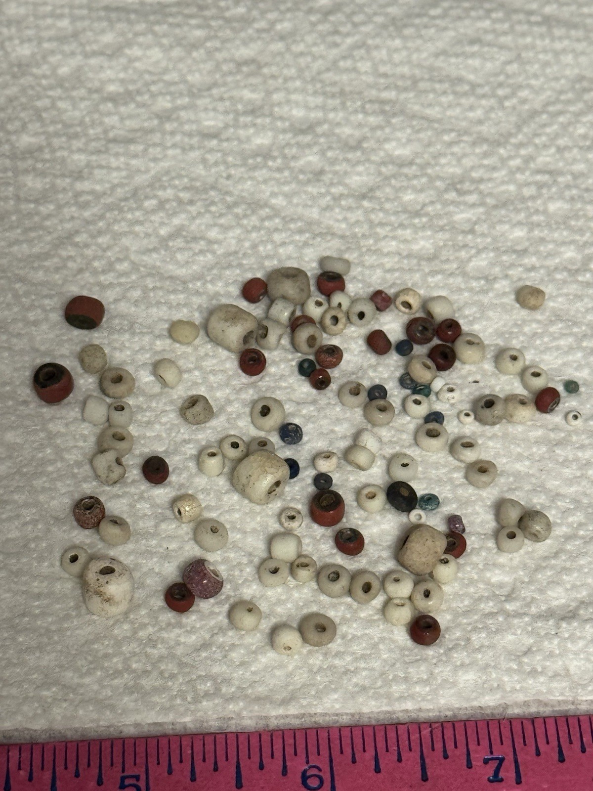 LOT OF 106 ANTIQUE CALIFORNIA TRADE BEADS FOUND BETWEEN AUBURN & PLACERVILLE