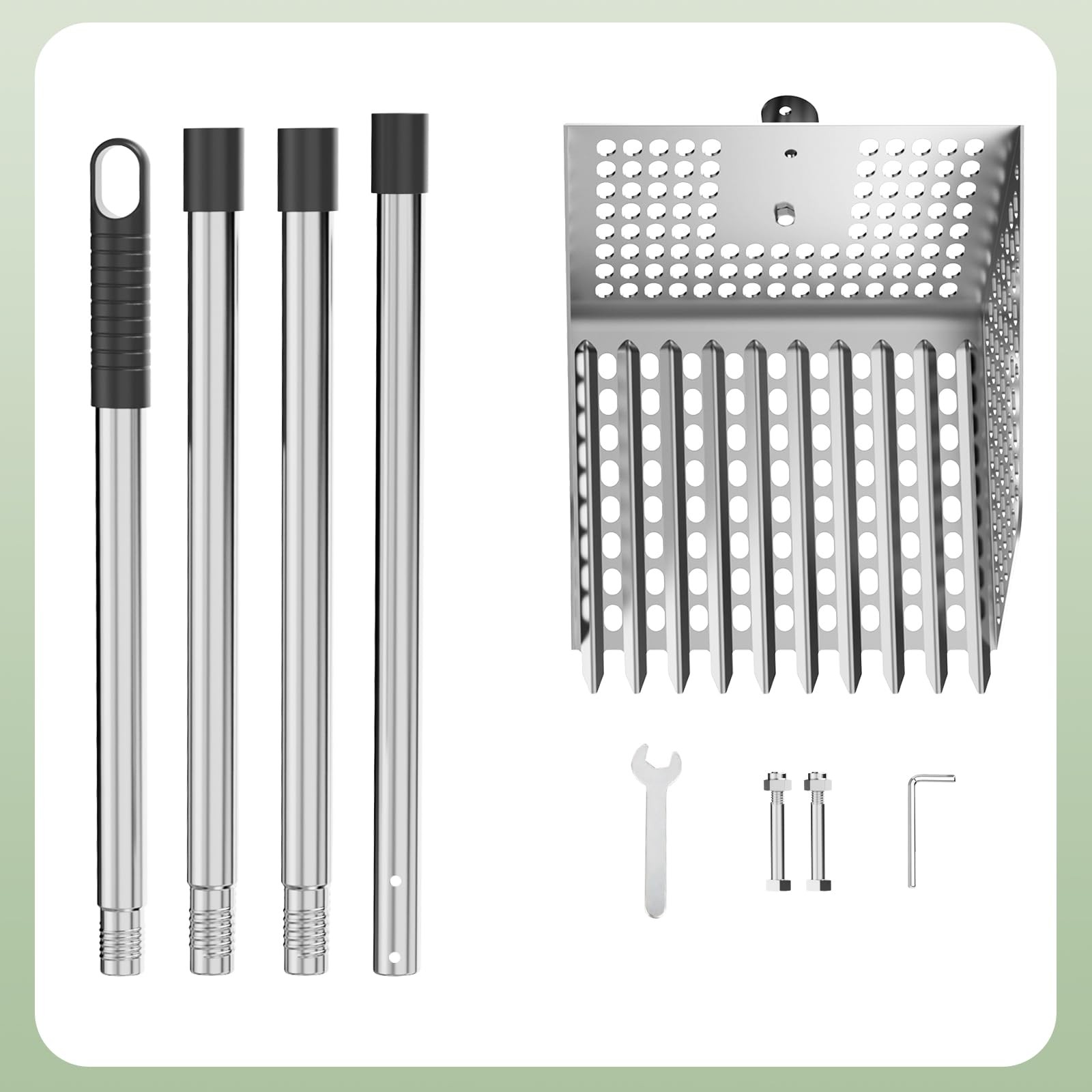 Stainless Steel Chicken Poop Scooper & Rake - Heavy-Duty 2-in-1 Sand Sifter