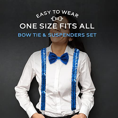 - Bowtie & Suspender Set - Sequin Blue