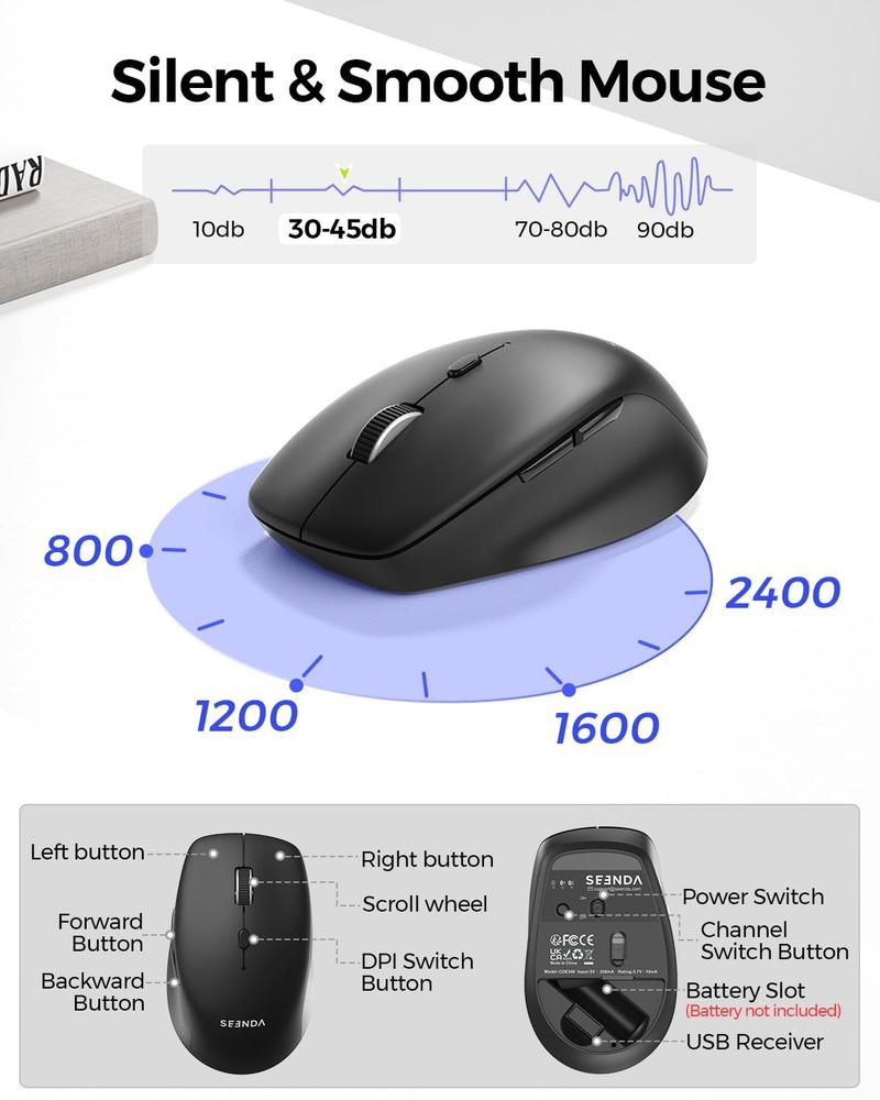 Bluetooth Keyboard and Combo, COE300 Wireless Keyboard , 3 Multi-Device Conne...