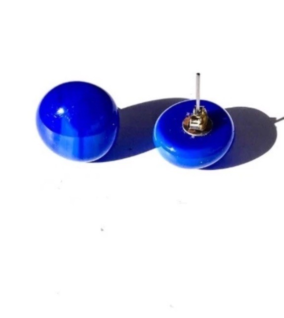 Blue Marble Pierced Earrings Stud