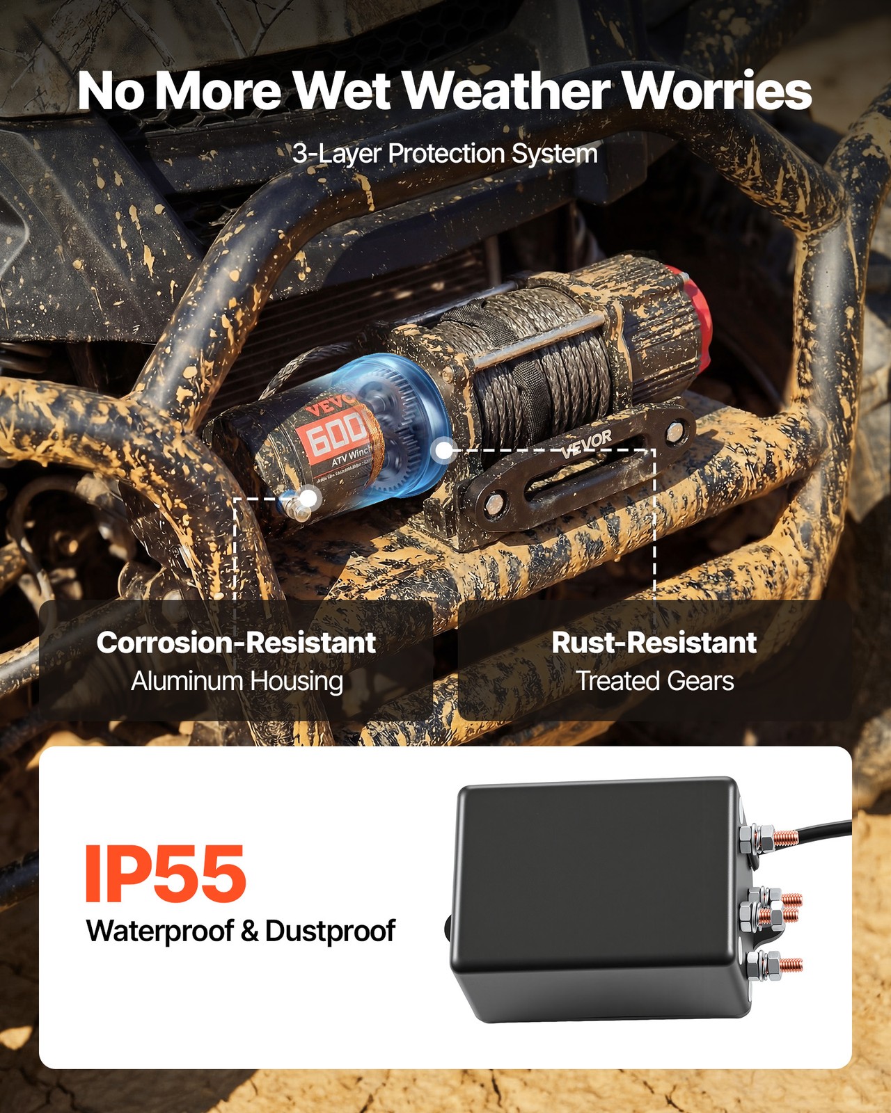 VEVOR 6000 lbs Electric Winch ATV UTV 12V Synthetic Rope Wireless Remote Control