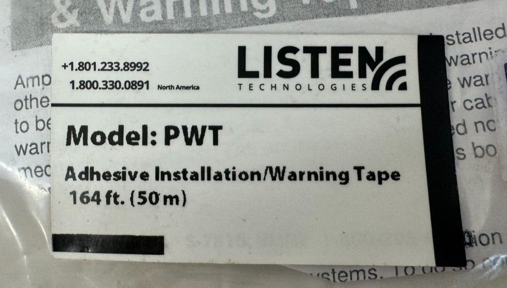 Listen Technologies PWT Adhesive Installation / Warning Tape - 50m (164ft)