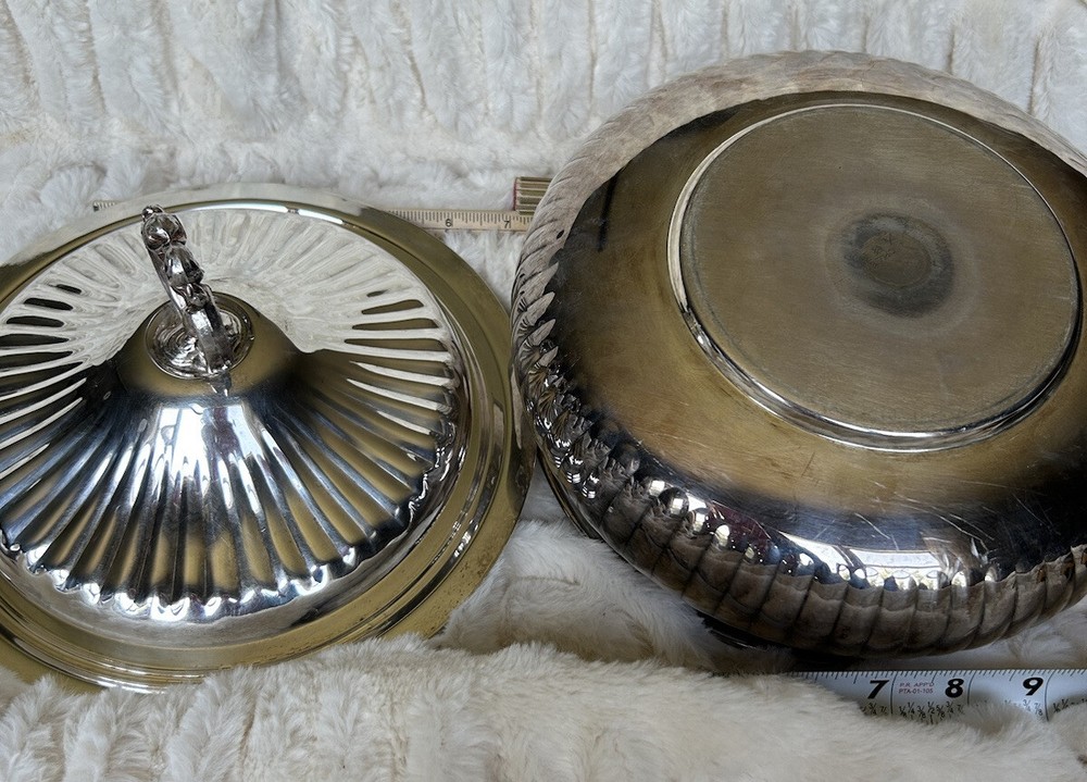 Crosby Handled Silver-plated Casserole Dish With Lid & Pyrex Casserole Dish Vtg