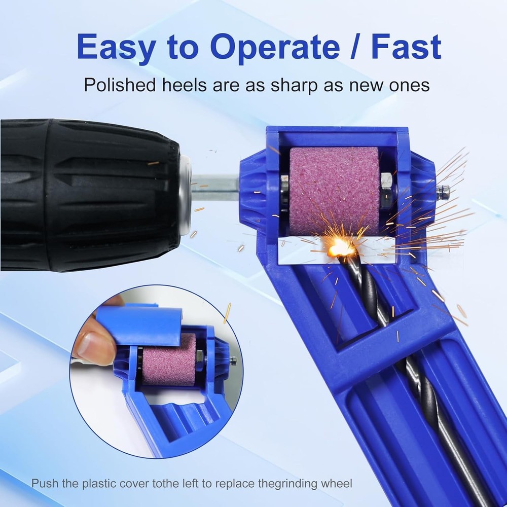 Complete Drill Bit Sharpener Kit with Adjustment Wrench and Retaining Clips