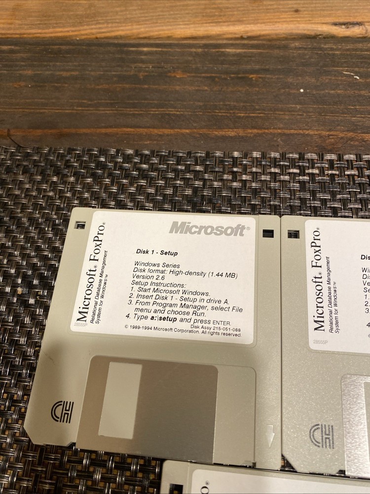 Microsoft FoxPro Floppy Disk Set of 1-7 for Windows