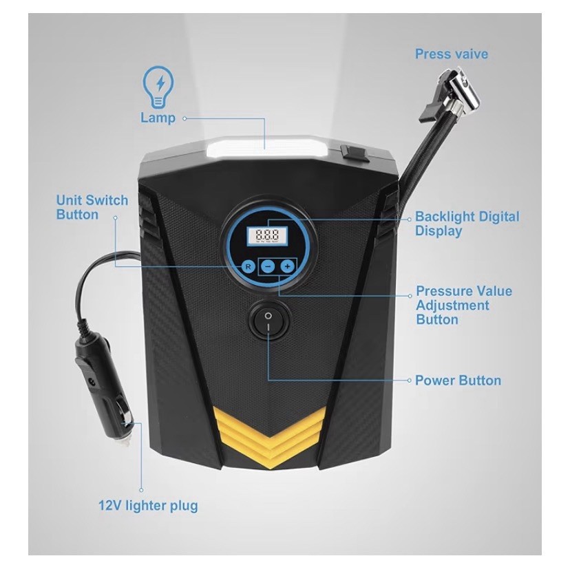 Digital Car Tire Inflator With Light