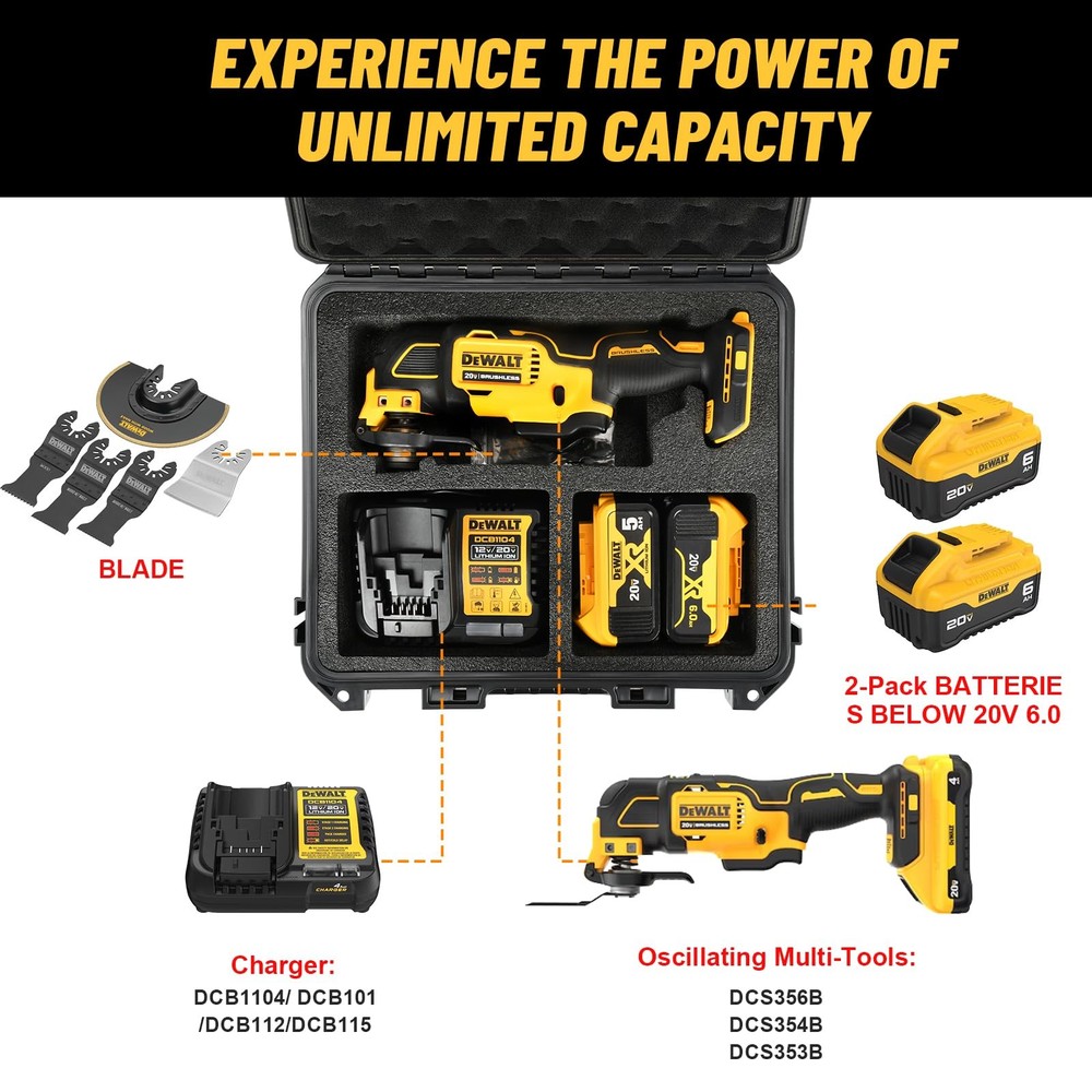 Case for Dewalt Oscillating Multi Tool - Waterproof Hard Tool Box for Dewalt ...