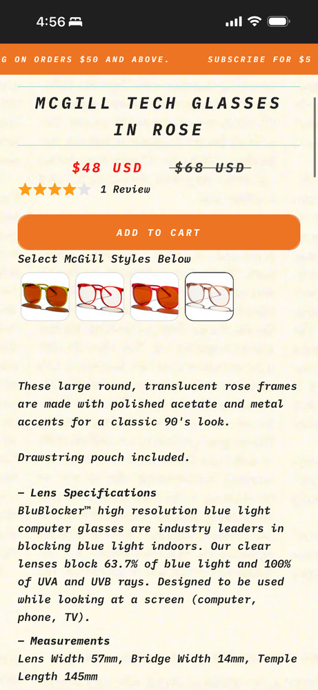 Blublocker McGill Tech Glasses in Rose