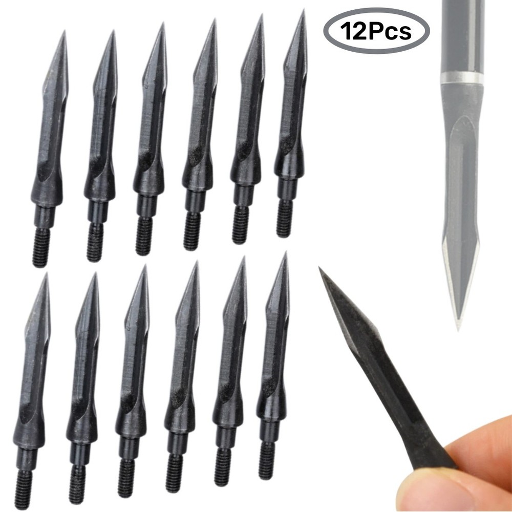 12Pcs Triangular Willow Leaf Blade Hunting Broadheads Archery Arrow Tips