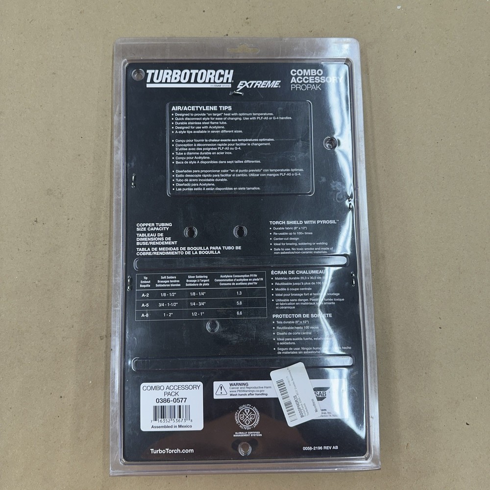 Turbotorch Esab -Combo Accessory ProPak Extreme 3 Torch Tips, Striker, Shield
