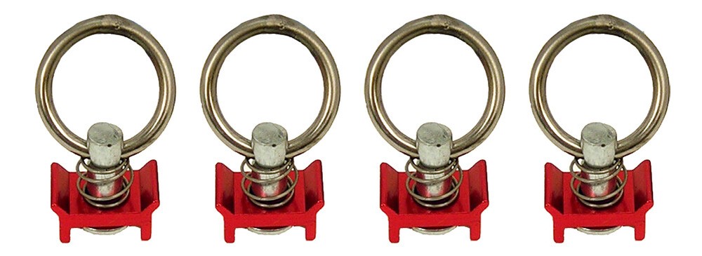 Pit Posse L Track Stud Ring Spring Loaded S Track Tie Down Anchor Red (4 pack)