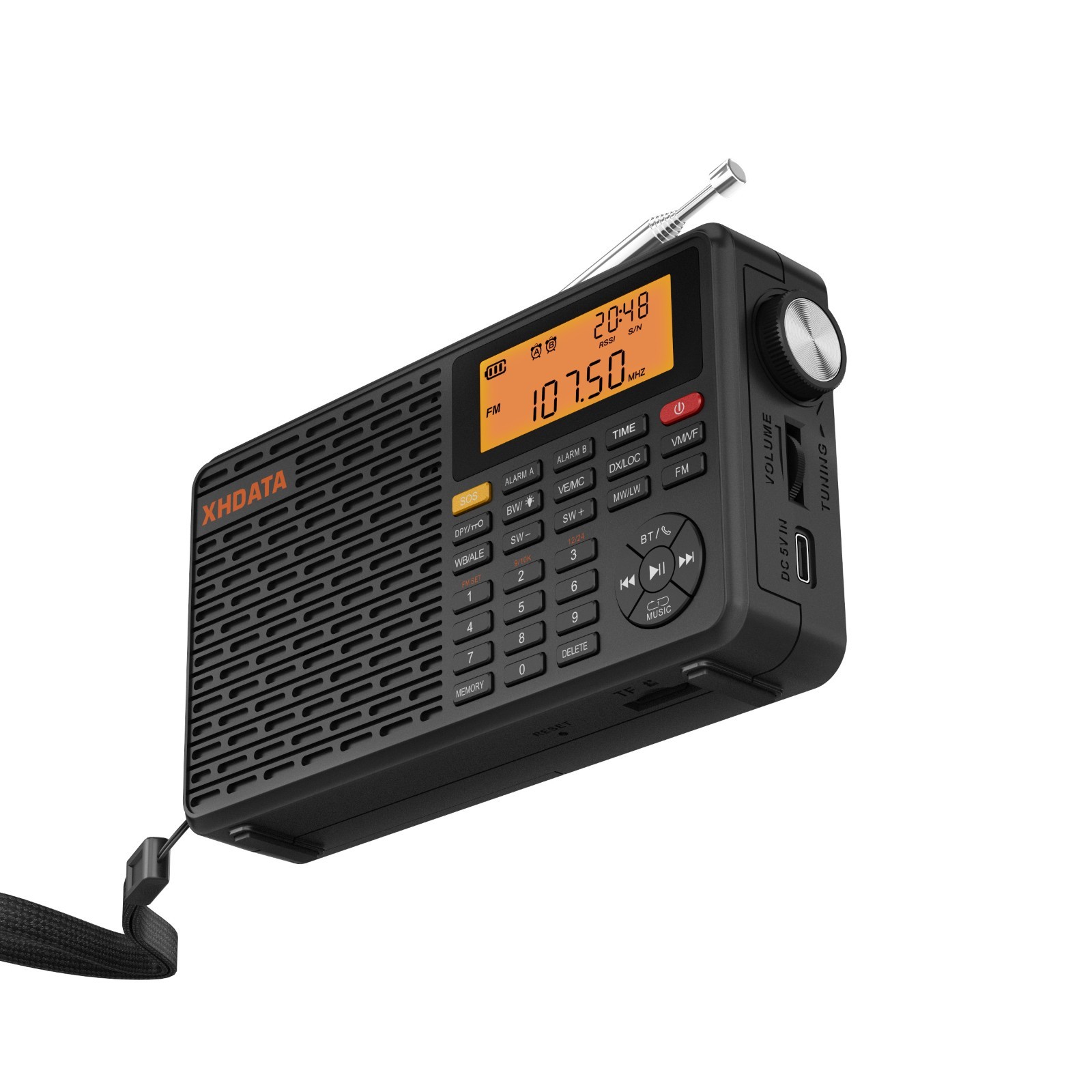 XHDATA D109WB Portable Digital Radio FM/MW/LW/SW Bluetooth Global Band Earphone