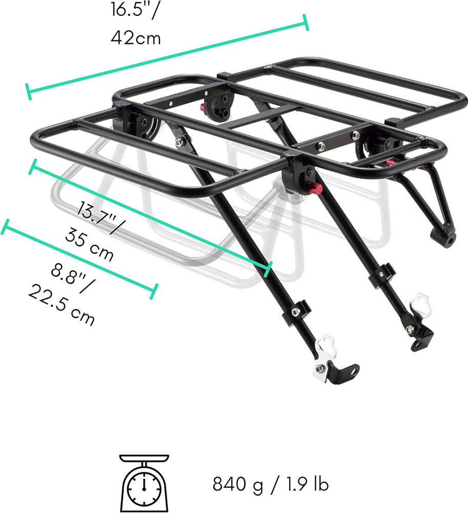 Expandable Bike Front Rack – Wide Pizza Rack Flatbed Platform with Foldable Wing