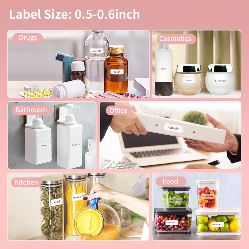 JADENS Label Maker Machine with Tape, Portable Bluetooth Label Printer for St...