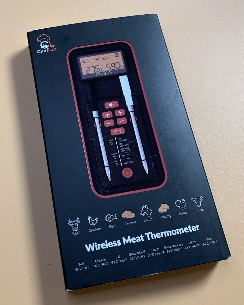 AI Meat Thermometer Wireless, 500ft Long Range Smart Digital Bluetooth