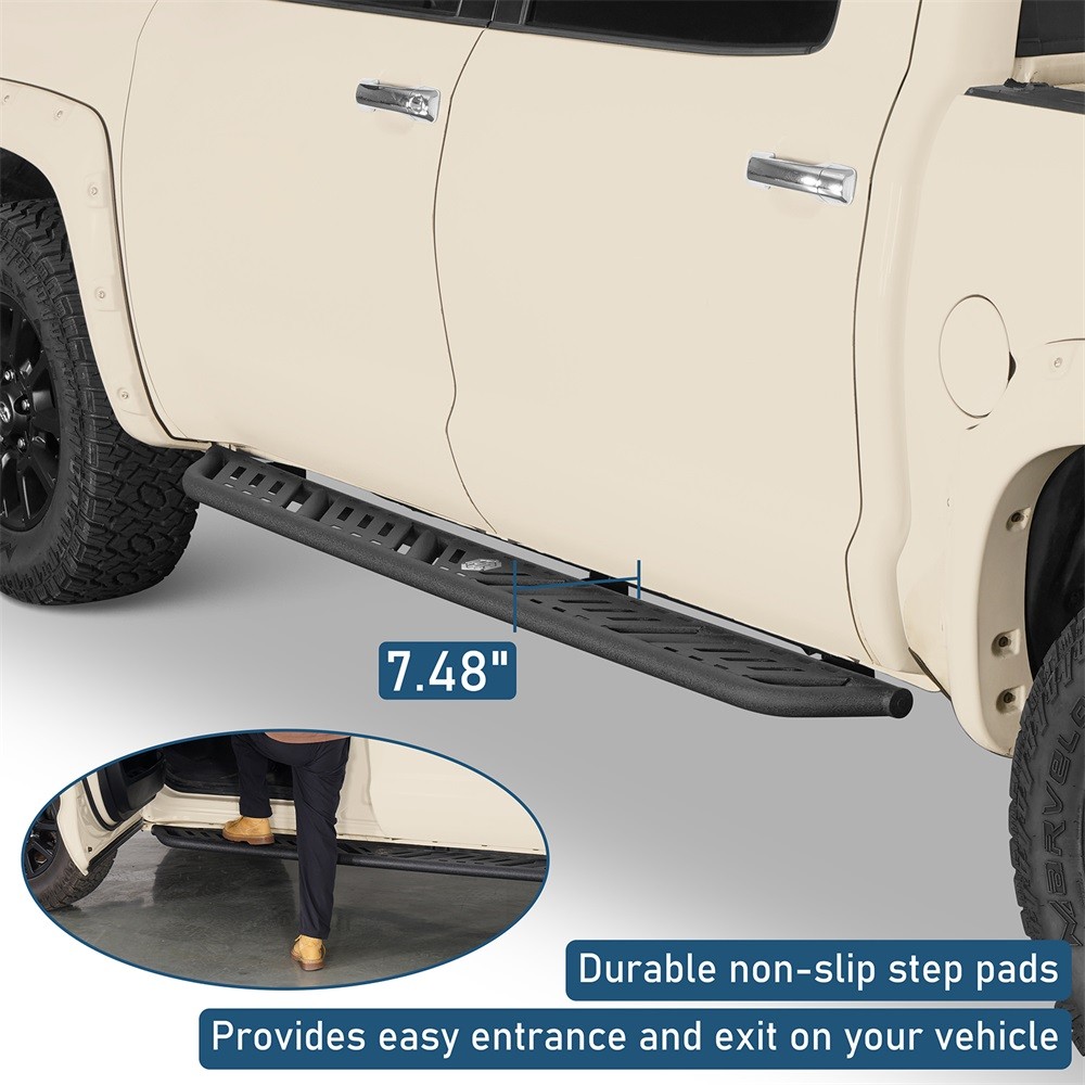 Pair Steel Nerf Side Step Bars Fit Toyota Tundra 2007-2021 Crew Cab 4-Door