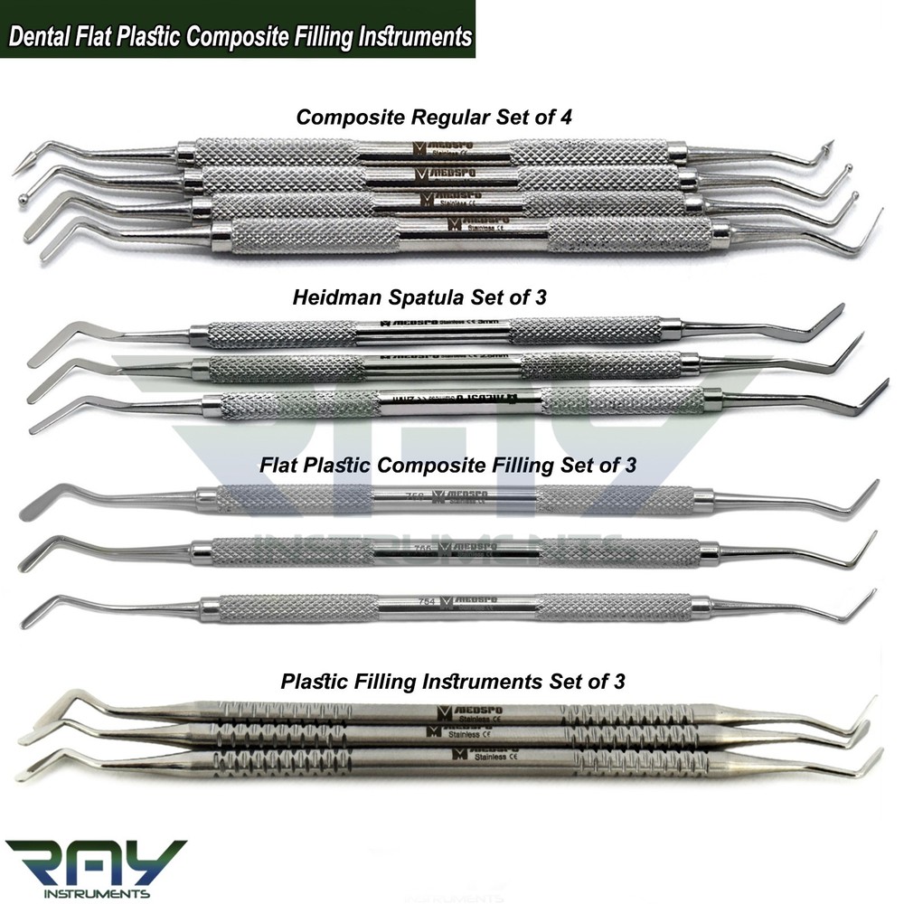 Dental Flat Plastic Composite Filling Instruments Double Ended Restorative Tools
