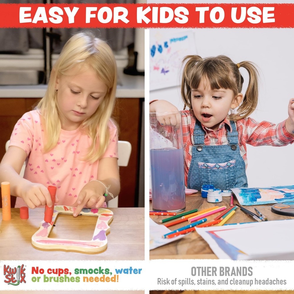 Kwik Stix Solid Tempera Paint Sticks, 12 Colors, Washable Paint Sticks for Ki...