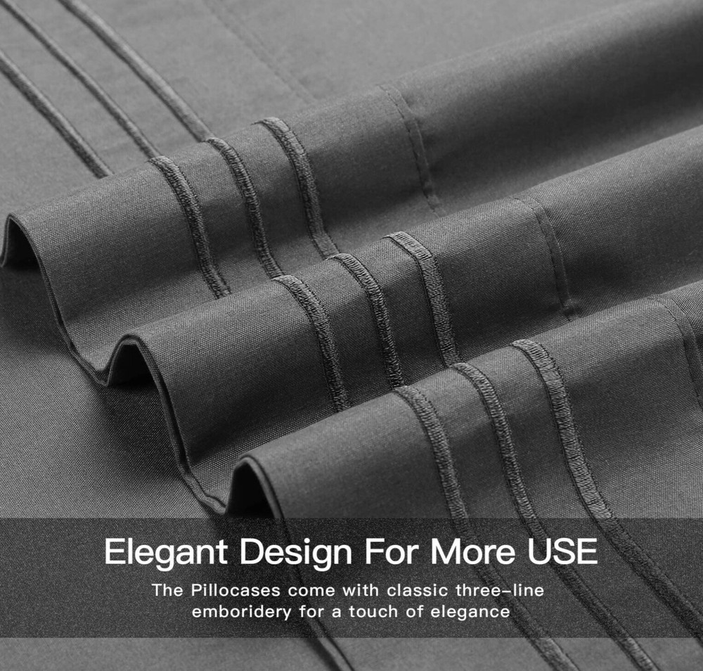 Grleaf 4pc Microfiber Sheet Set Dark Grey Soft, Size Queen