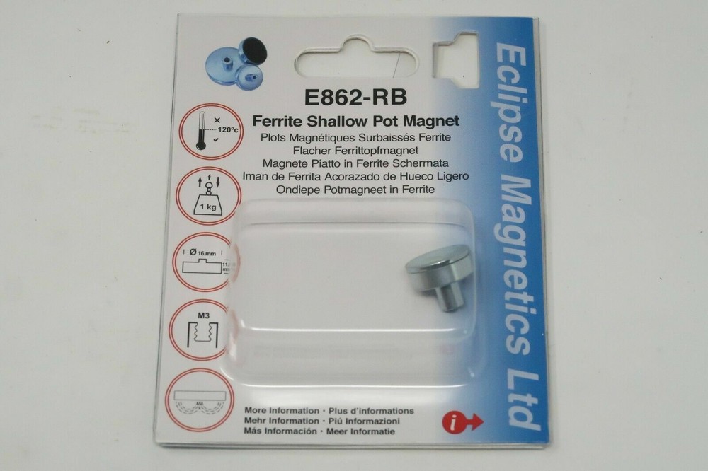 10 pcs ECLIPSE Magnets E862-RB Chrome Ferrite Shallow Pot Magnetic