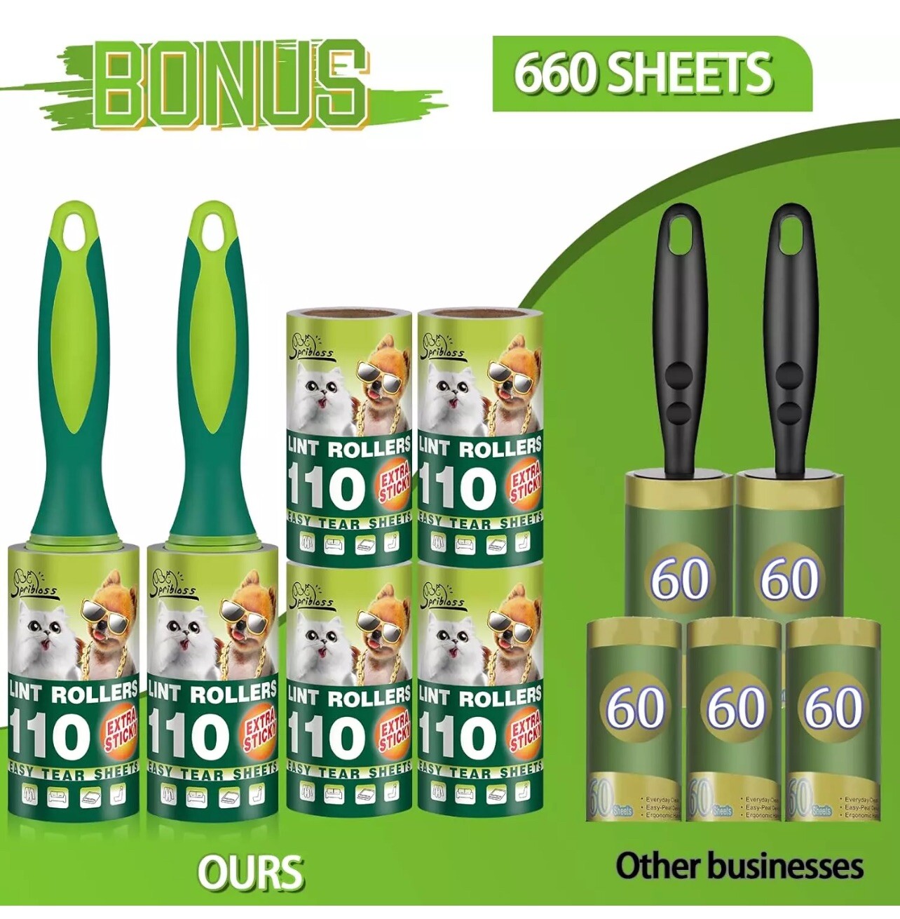 Lint Rollers for Pet Hair Extra Sticky, 660 Sheets Lint Roller with 3 Upgraded H