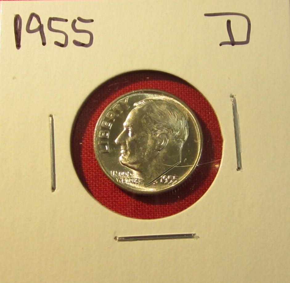 1955 D Roosevelt Dime - 90% Silver - BU - Uncirculated