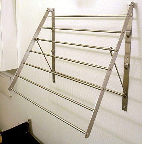 Wall Mounted Clothes Drying Rack Stainless Steel Space Saving Folding Adjusta...