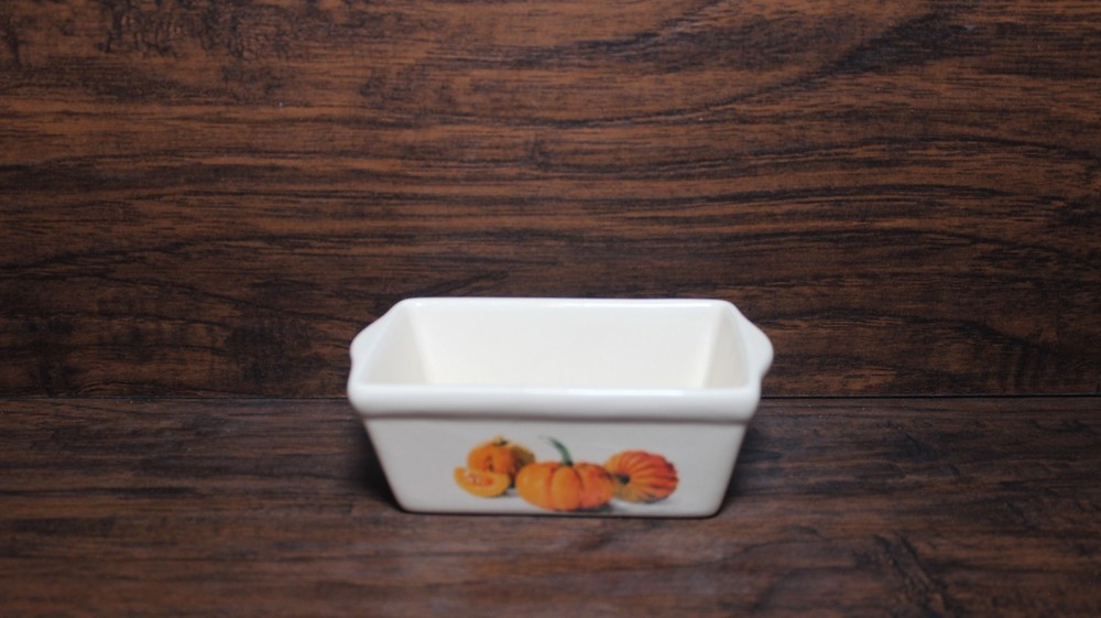 Pumpkin Mini Loaf Baking Dish Fall Harvest Ceramic Oven Safe
