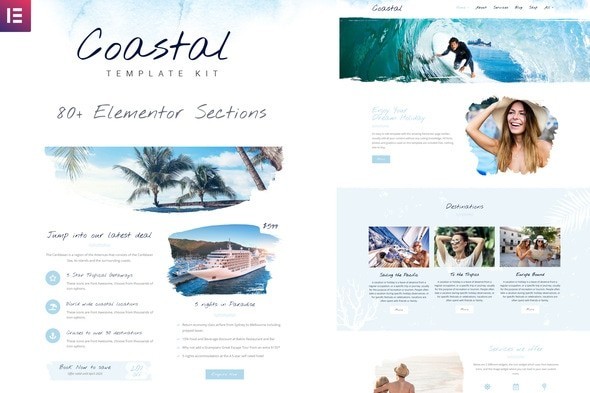 Travel & Surf Grunge Theme - Wordpress Elementor Template Kit