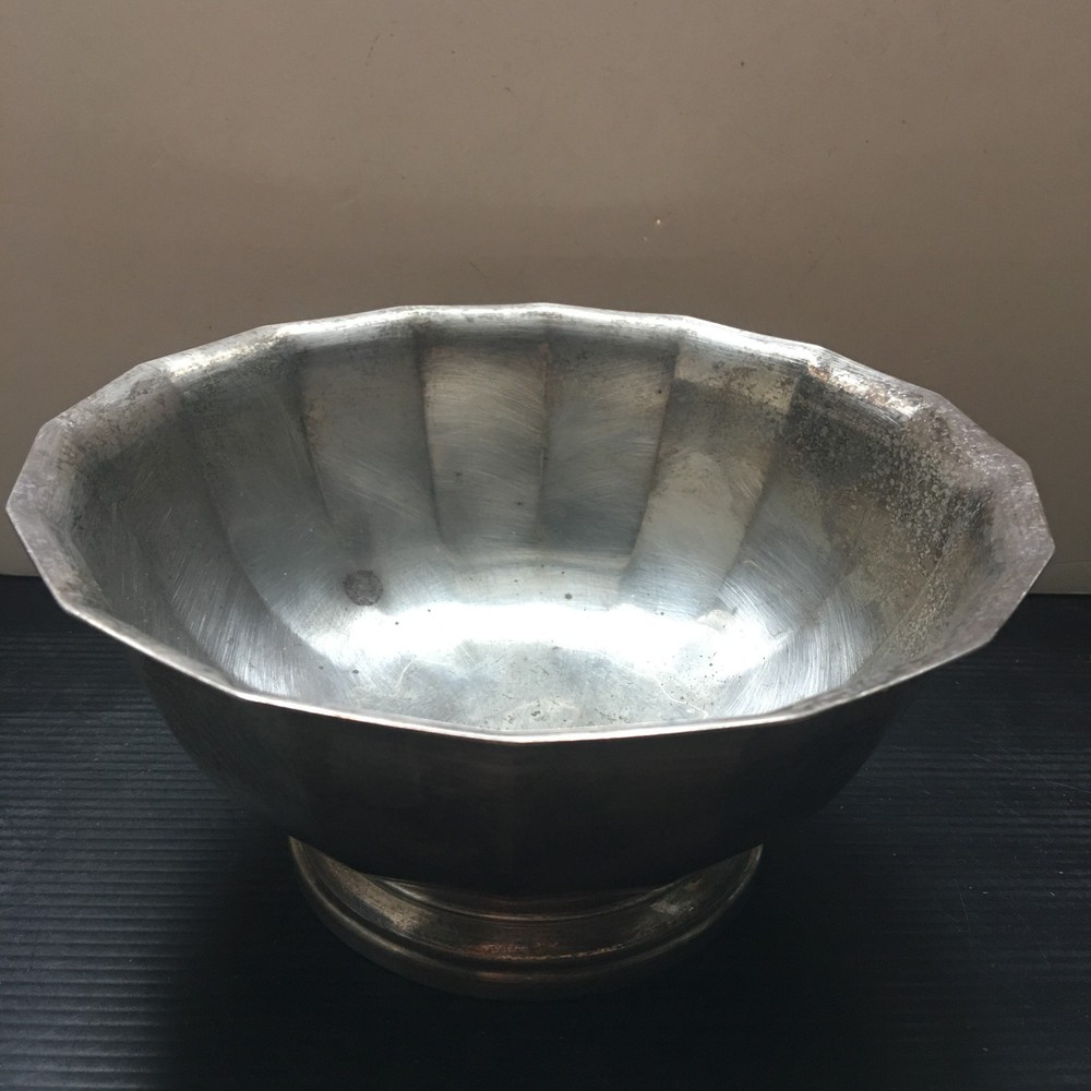 Vintage Gorham EP Silver-Plated Pedestal Bowl 16-Point Scalloped Hexadecagonal