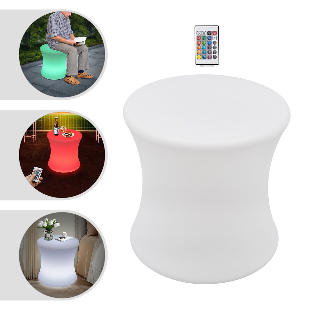 LED Drum-shaped Stool, Stool with Rechargeable LED Light, Ambient Lighting