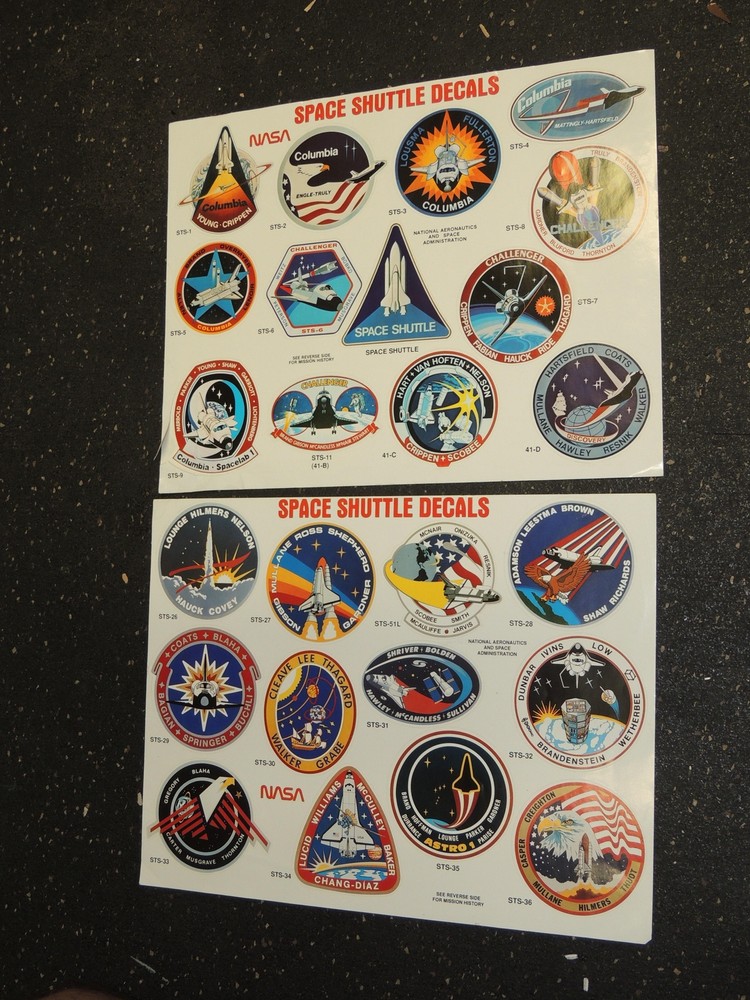 NASA Space Shuttle Decals Publication Two Sheets