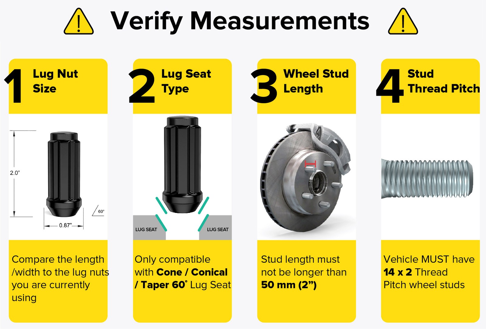 24pc M14x2 Spline Lug Nuts w/ Socket Key, 2" Length, Closed End Cone Seat, Black