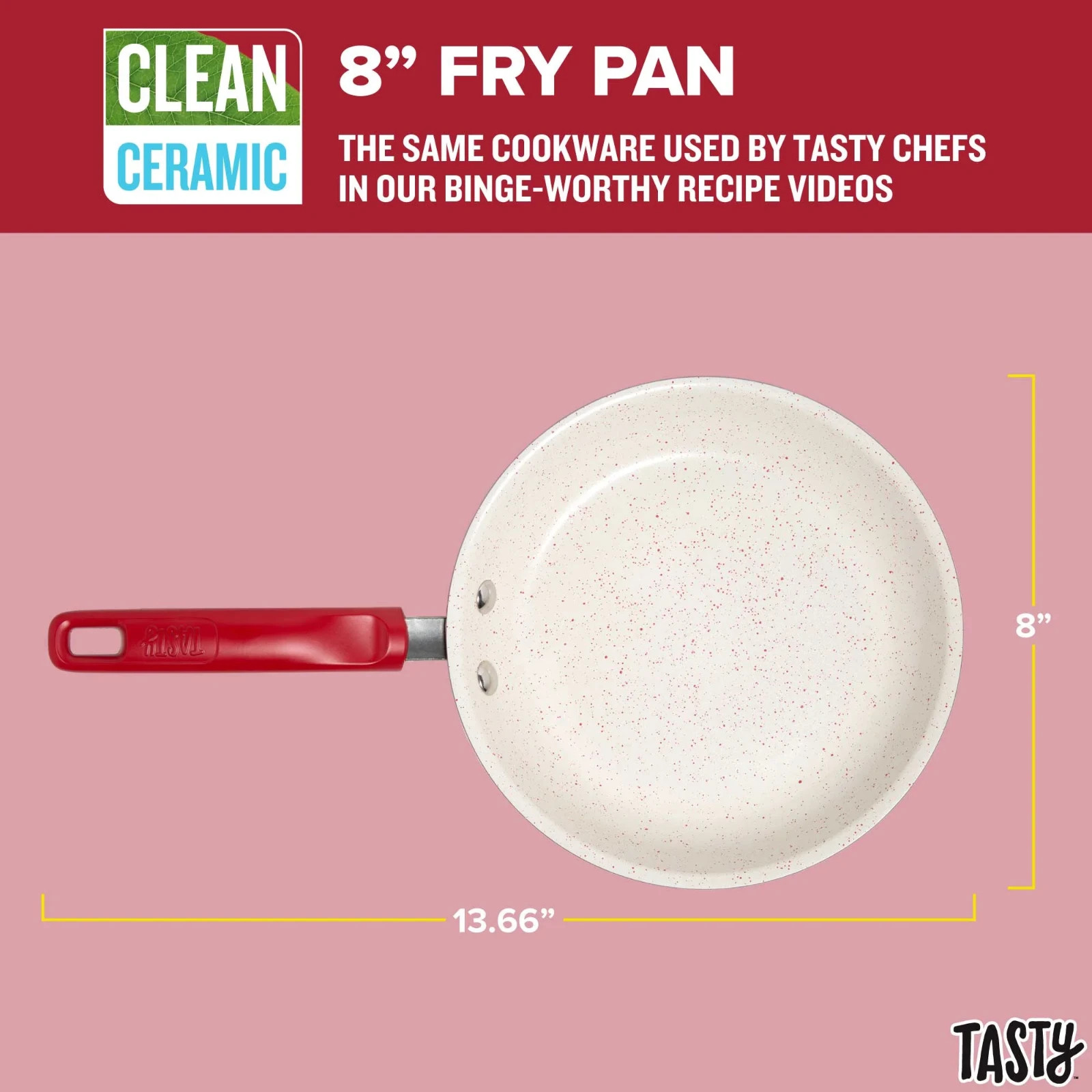 Clean Ceramic 8" Non-Stick Aluminum Fry Pan, Red