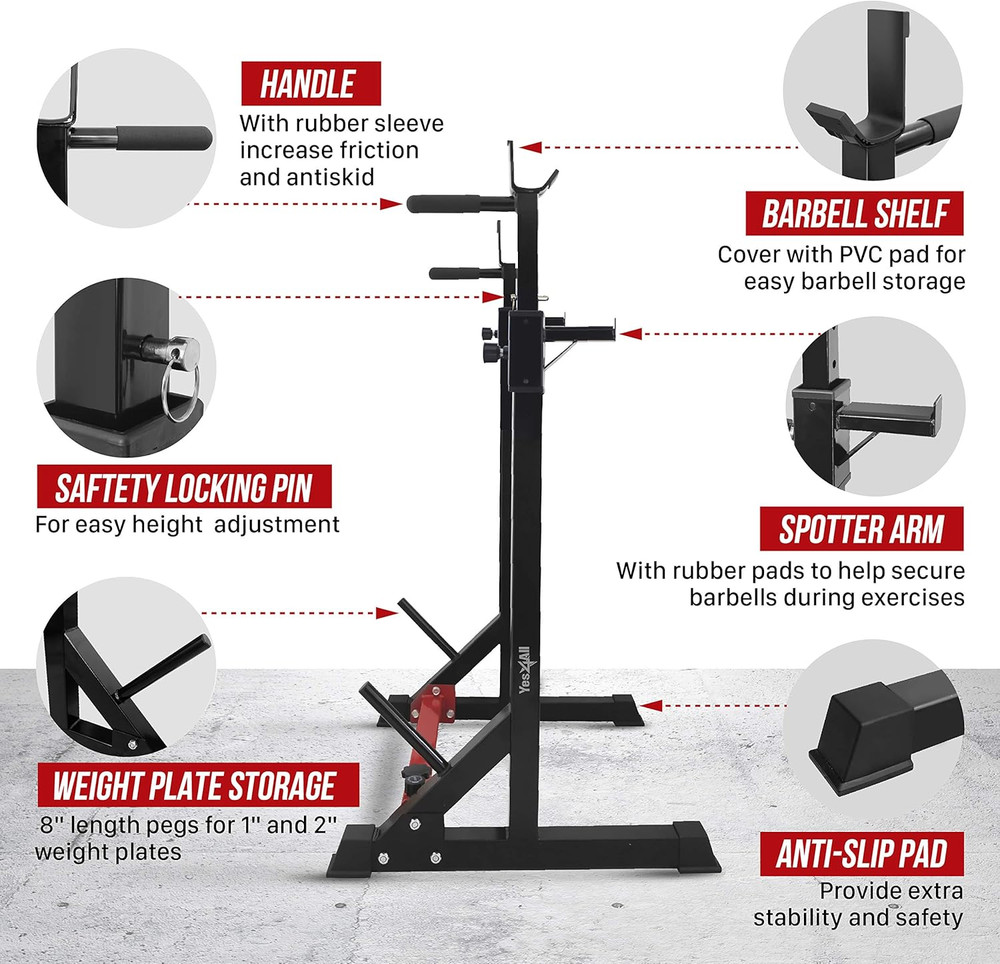 Squat Rack for Home Gym, Adjustable Barbell Stand Rack, Multi-Function Weight Li