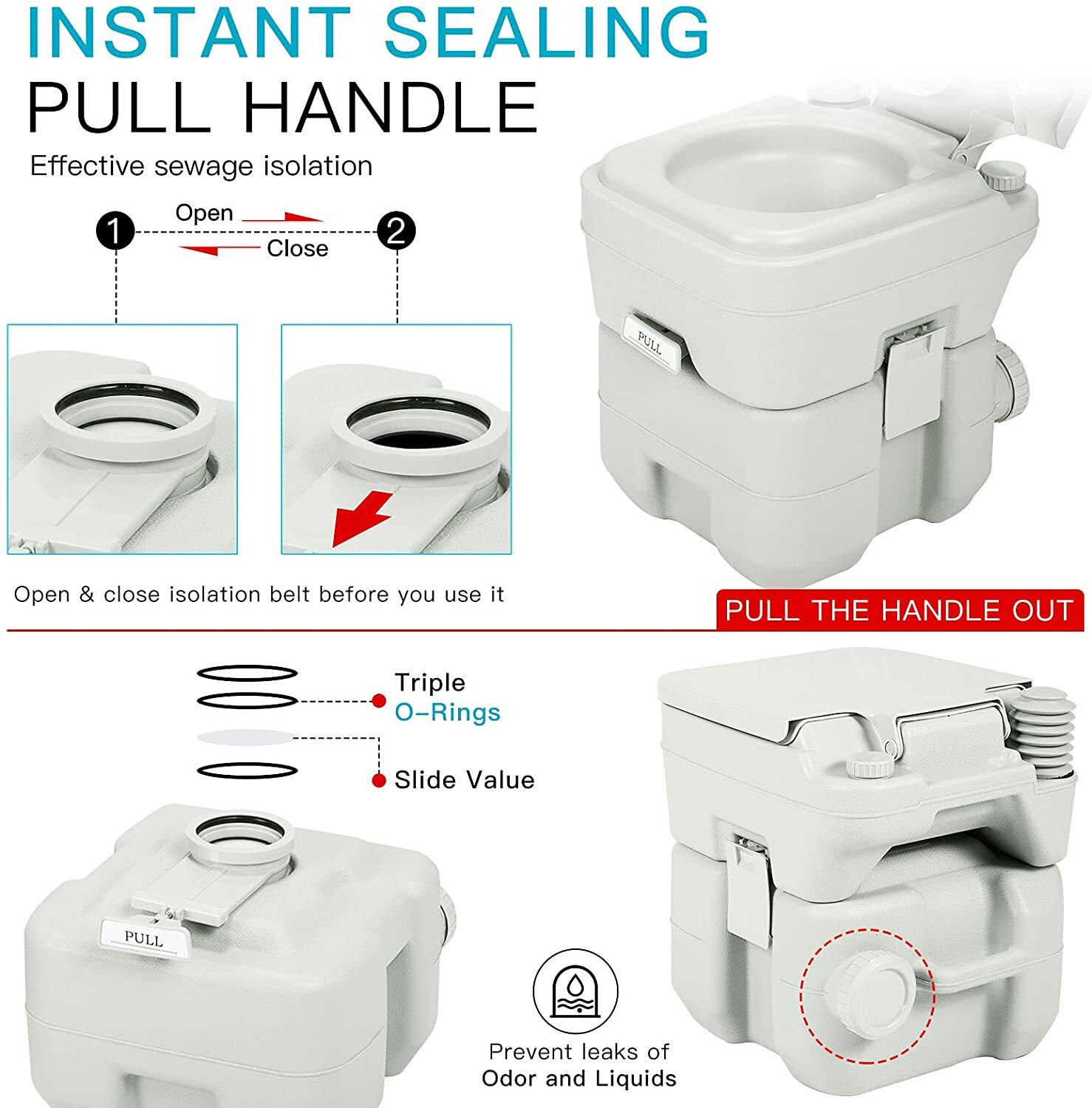 Portable Toilet 5 Gallon 20L Flush porta-potty Outdoor Indoor Travel Camping