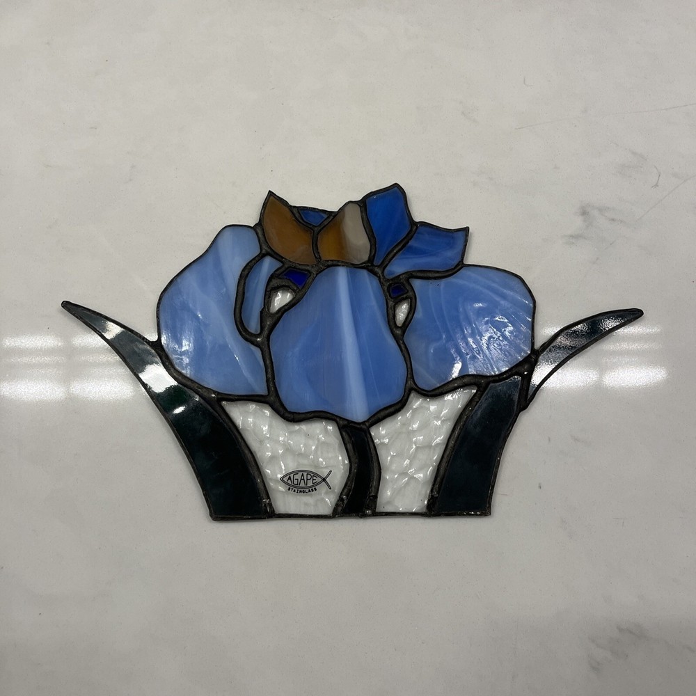 Agape Stainglass Blue Flower
