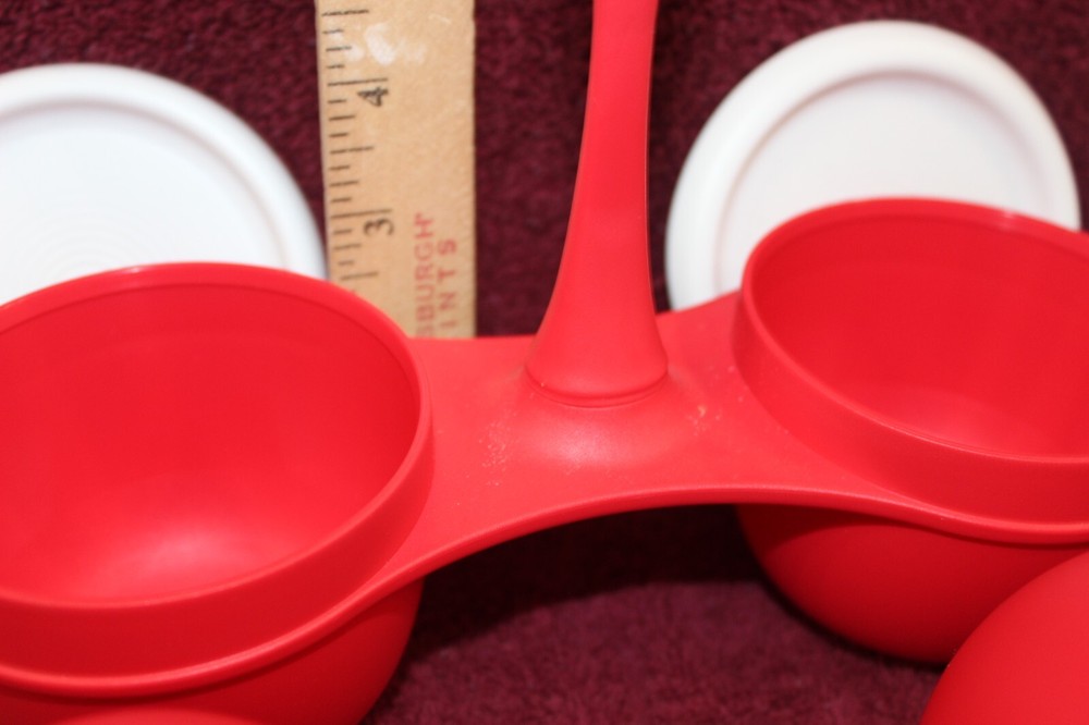 Tupperware Condiment Caddy Red with White Lids